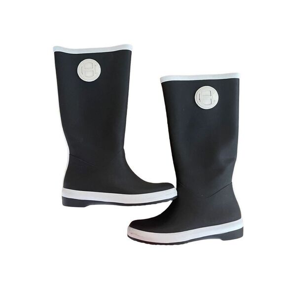 Cole Haan Womens Black Patent Leather Waterproof Tall Rain Boots Size 6 - Picture 7 of 10